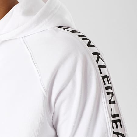 Calvin Klein - Sweat Zippé Capuche Avec Bandes Institut Stripe 2249 Blanc
