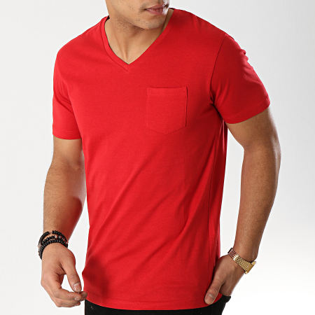 Celio - Tee Shirt Poche Col V Vebasic Rouge