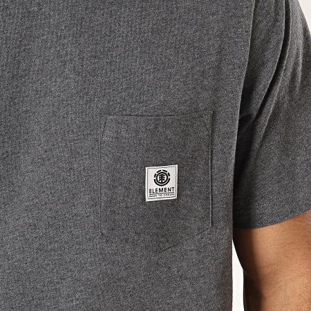 Element - Tee Shirt Poche Basic Pocket Label Gris Chiné