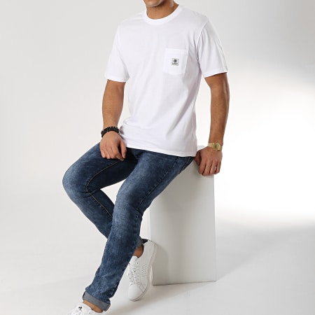 Element - Tee Shirt Poche Basic Pocket Label Blanc