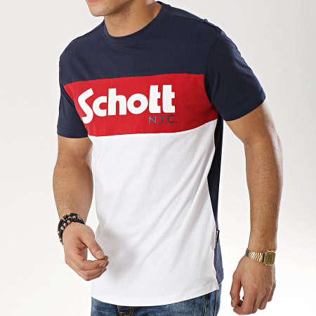Schott NYC - Tee Shirt Danny Bleu Marine Blanc Rouge