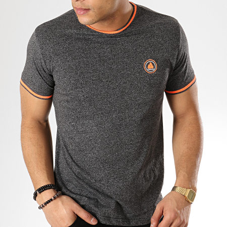 American People - Tee Shirt Suzon Gris Anthracite Chiné Orange Fluo