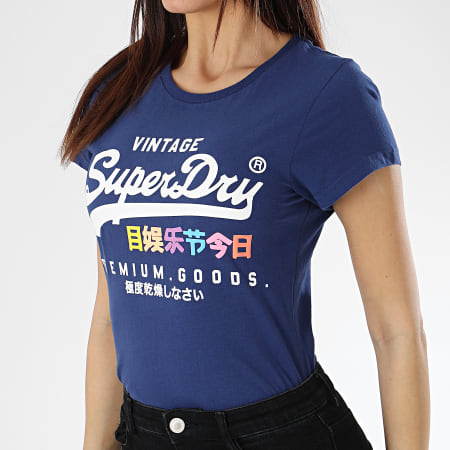 Superdry - Tee Shirt Femme Premium Goods Puff Entry G10016NS Bleu Marine