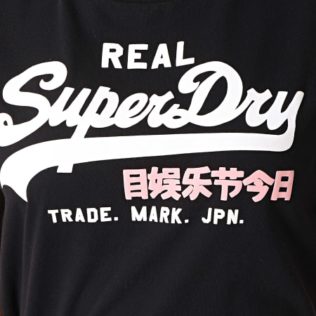 Superdry - Tee Shirt Femme Avec Bandes Vintage Logo G10114MT Noir