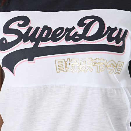 Superdry - Tee Shirt Femme Vintage Logo G10155YT Bleu Marine Gris Chiné