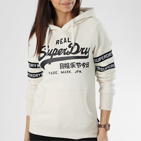 Superdry - Sweat Capuche Femme Logo Tape Endry G20990AT Ecru