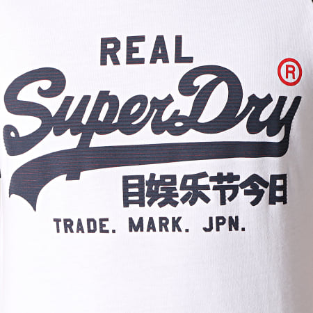 Superdry - Tee Shirt Vintage Logo M10131TT Blanc Bleu Marine