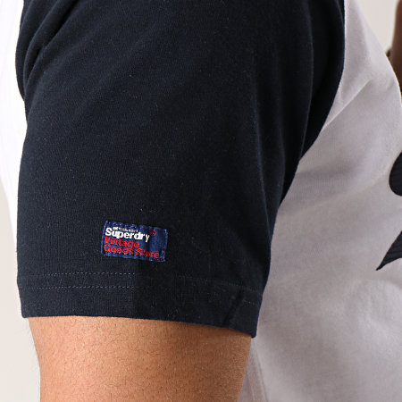 Superdry - Tee Shirt Vintage Logo M10131TT Blanc Bleu Marine