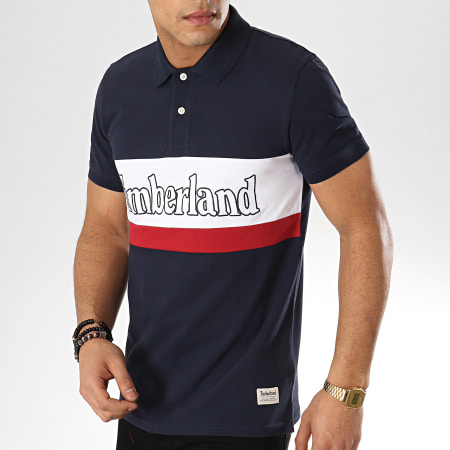 Timberland - Polo Manches Courtes Millers A1O47 Bleu Marine Blanc Rouge