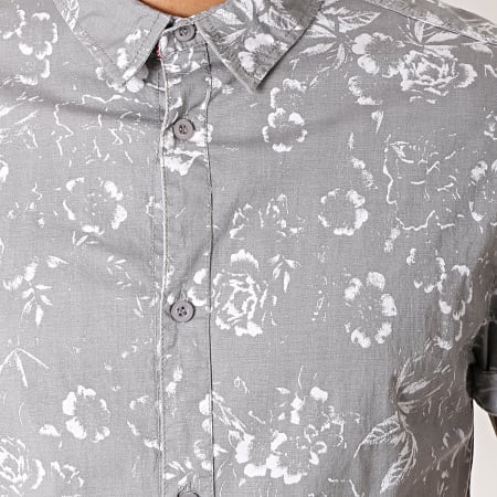American People - Chemise Manches Courtes Soke Gris Floral