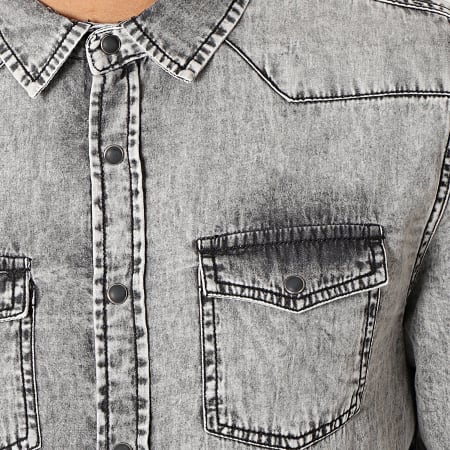 American People - Chemise Manches Longues Senim Gris 