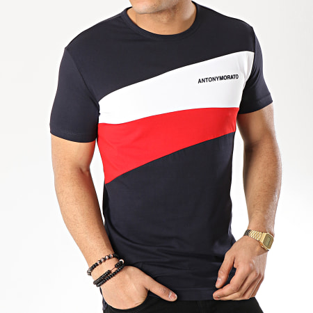 Antony Morato - Tee Shirt MMKS01472 Bleu Marine Blanc Rouge