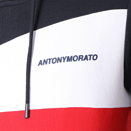 Antony Morato - Sweat Capuche MMFL00501 Bleu Marine Blanc Rouge