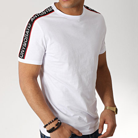 Antony Morato - Tee Shirt Avec Bandes MMKS01477 Blanc