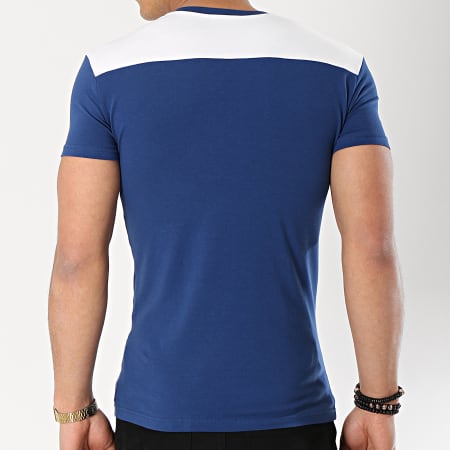Emporio Armani - Tee Shirt Col V 111815-9P529 Bleu Marine Blanc