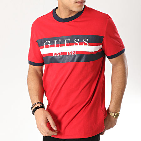 Guess - Tee Shirt M92I61-K8G30 Rouge Bleu Marine Blanc