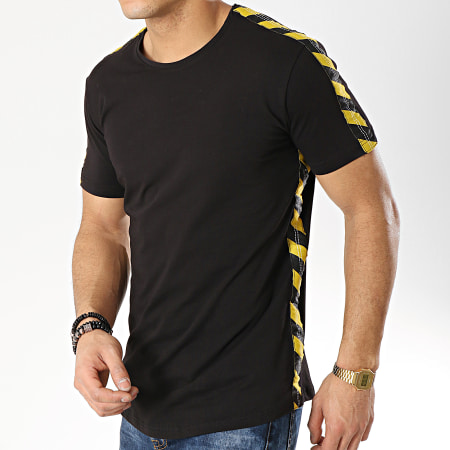 Ikao - Tee Shirt Oversize Avec Bandes F418 Noir Jaune