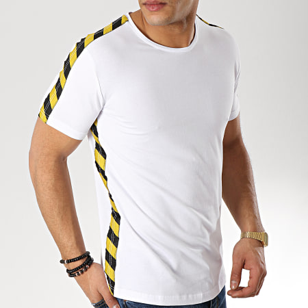 Ikao - Tee Shirt Avec Bandes F418 Blanc Jaune