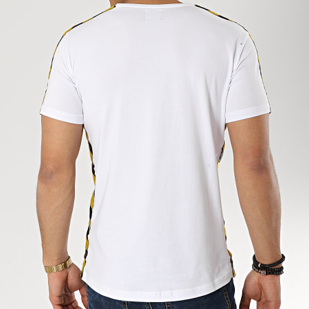 Ikao - Tee Shirt Avec Bandes F418 Blanc Jaune
