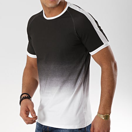 Terance Kole - Tee Shirt A Bandes 98215 Blanc Noir Dégradé