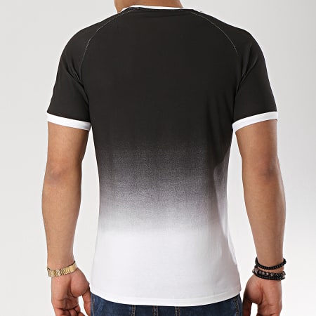 Terance Kole - Tee Shirt A Bandes 98215 Blanc Noir Dégradé