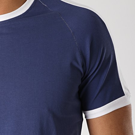 Terance Kole - Tee Shirt A Bandes 98215 Bleu Marine Blanc Dégradé