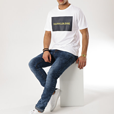 Calvin Klein - Tee Shirt Institutional Box Logo 7850 Blanc 