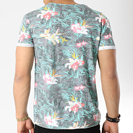 MTX - Tee Shirt  F1020 Gris Chiné Vert Floral