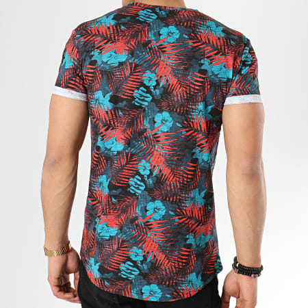 MTX - Tee Shirt Oversize Floral F1002 Turquoise Rouge