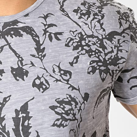 MTX - Tee Shirt Floral F1001 Gris Clair Chiné
