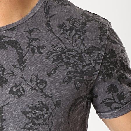 MTX - Tee Shirt Floral F1001 Gris Chiné