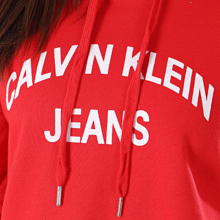 Calvin Klein - Sweat Capuche Crop Femme Institutional Logo 0686 Rouge