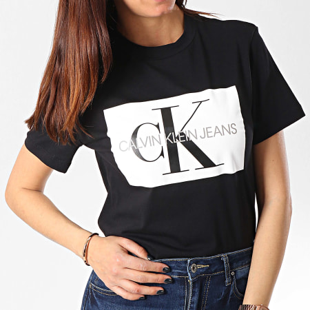 Calvin Klein - Tee Shirt Femme Iconic Monogram Box 1216 Noir