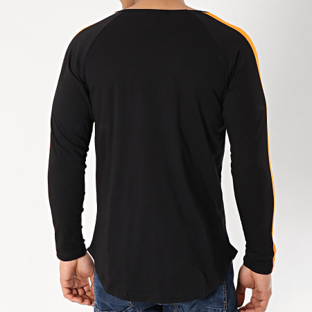 Frilivin - Tee Shirt Manches Longues Oversize Avec Bandes 6674 Noir Orange Fluo