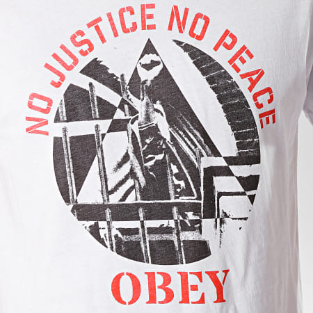 Obey - Tee Shirt No Justice No Peace Fist Blanc