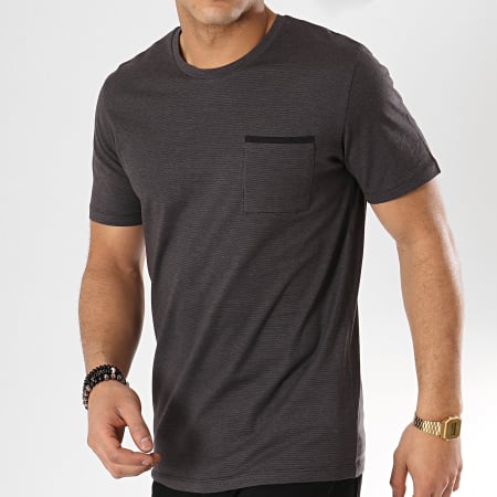 Selected - Tee Shirt Poche Poe Noir Gris Anthracite