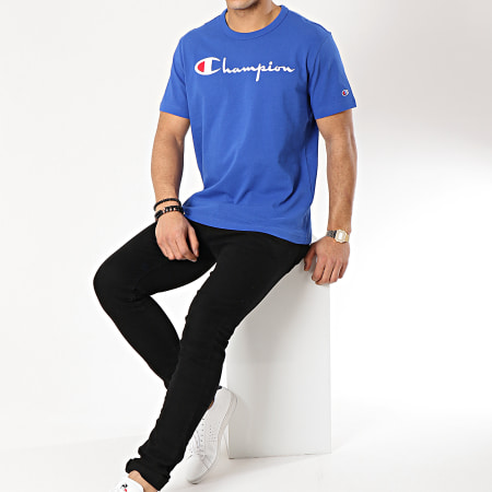 Champion - Tee Shirt Script Logo 210972 Bleu Roi