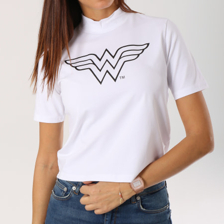 DC Comics - Tee Shirt Crop Femme Logo Blanc