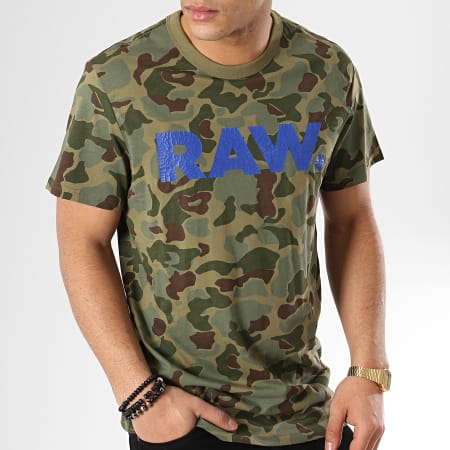 G-Star - Tee Shirt Graphic 52 D13309-B176 Vert Kaki Camouflage 