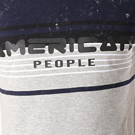 American People - Tee Shirt Street Bleu Marine Gris Chiné