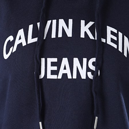Calvin Klein - Sweat Capuche Crop Femme Institutional Logo 0686 Bleu Marine