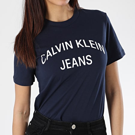 Calvin Klein - Tee Shirt Femme Institutional Logo 0743 Bleu Marine