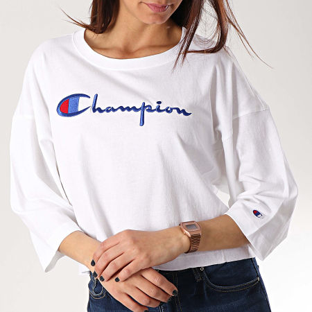 Champion - Tee Shirt Crop Femme 111583 Blanc