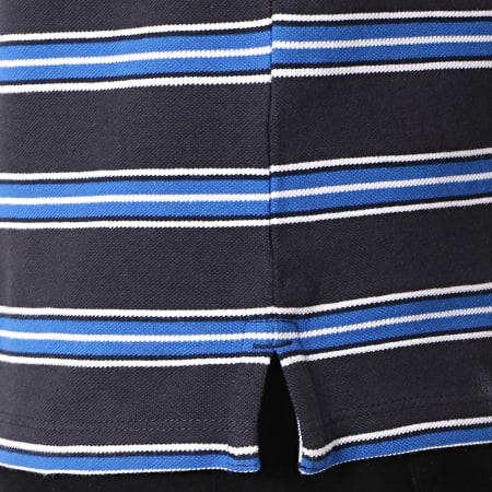 Produkt - Polo Manches Courtes GMS Stripeles Gris Anthracite Blanc Bleu Roi
