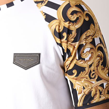 Gianni Kavanagh - Tee Shirt Oversize Baroque And Stripes Blanc Noir Renaissance
