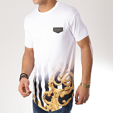 Gianni Kavanagh - Tee Shirt Oversize Fade Baroque And Stripes Blanc Renaissance Dégradé