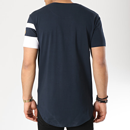 Gianni Kavanagh - Tee Shirt Oversize Asymmetric Block Bleu Marine Blanc Doré