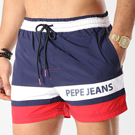 Pepe Jeans - Short De Bain Adai PMB10210 Bleu Marine Blanc Rouge