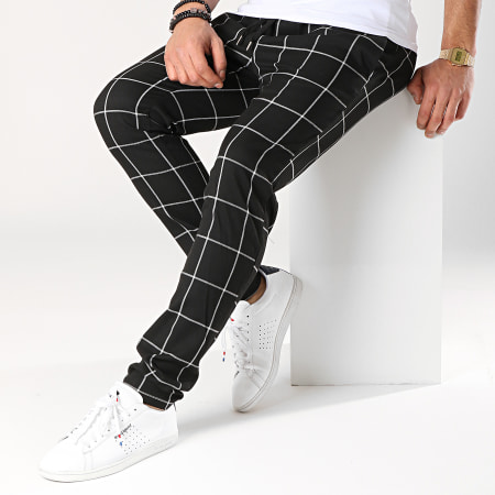 Frilivin - 7337-QR04 Pantalones a cuadros blanco y negro