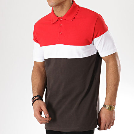 Classic Series - Polo Manches Courtes H1704L21086A Gris Anthracite Rouge Blanc